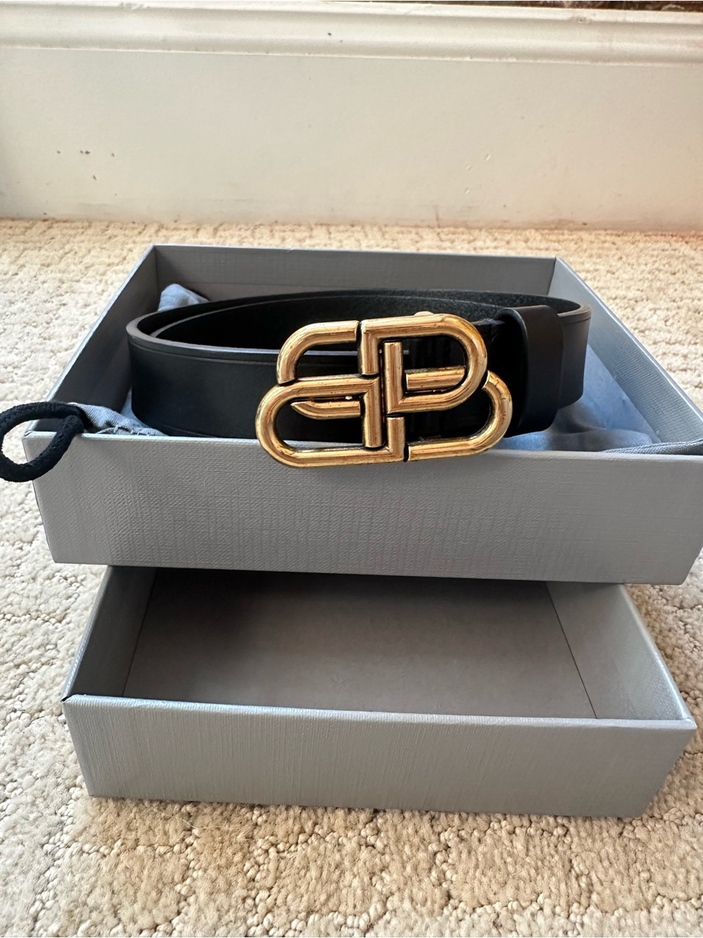 Balenciaga black leather belt